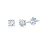 Sterling Silver 0.5tcw Center Diamond Accent 4MM Stud Earrings